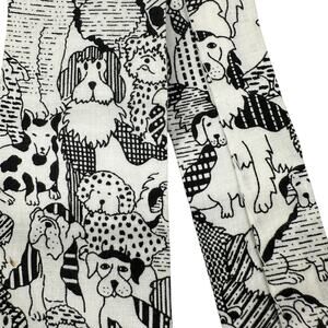 Black and white men's tie dogs vet rescue cartoon 52 inches casual fun gift